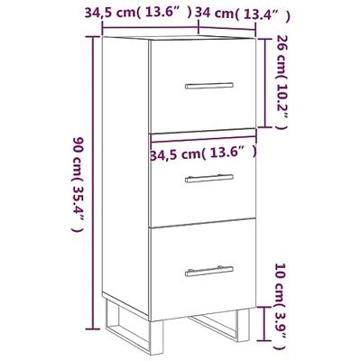 Dressoir 34,5x34x90 cm bewerkt hout betongrijs