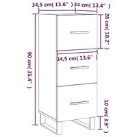 Dressoir 34,5x34x90 cm bewerkt hout betongrijs - thumbnail