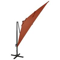 VidaXL Zweefparasol met paal en led-verlichting 300 cm terracottakleur - thumbnail