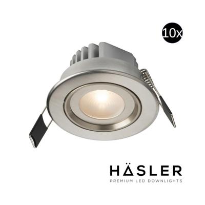 Inbouwspot Häsler Tarragona Incl. Fase Aansnijding Dimbaar 8 cm 4 Watt Warm Wit RVS Set 10x Inbouwspot Häsler Tarragona Incl. Fase Aansnijding Dimbaar 8 cm 4 Watt Warm Wit RVS Set 10x