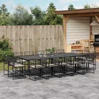 15-delige Tuinset met kussens poly rattan zwart - thumbnail
