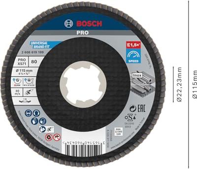 Bosch Accessoires X-LOCK Lamellenschijf Best for Metal schuin, glasvezel, Ø115mm, G 80, X571 - 1 stuk(s) - 2608619199