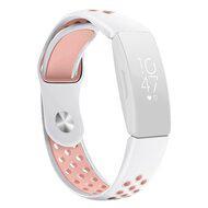 Fitbit Inspire 1 / HR / Ace 2 siliconen sportbandje - Maat: Large - Wit + Roze - thumbnail