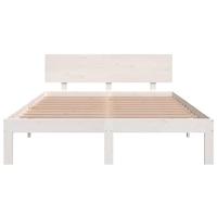 Bedframe massief hout wit 150x200 cm 5FT King Size - thumbnail