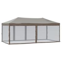 Partytent inklapbaar met zijwanden 3x6 m taupe - thumbnail