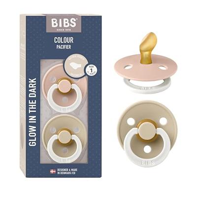 Bibs 1 Fopspeen Anatomic Glow Duo Vani/blush - thumbnail
