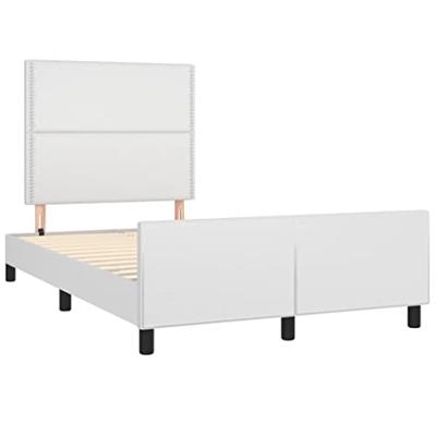 Bedframe met hoofdbord kunstleer wit 120x200 cm