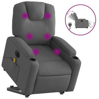 Sta-op-massagestoel elektrisch verstelbaar stof donkergrijs - thumbnail