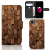 Book Style Case voor iPhone 7 | 8 | SE (2020) | SE (2022) Wooden Cubes - thumbnail