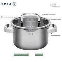 Sola Pannenset Juvia - RVS - Kookpan ø 16, 18, 20 cm & Steelpan ø 16 cm - Inductie & Downdraft geschikt - 4 Delig - thumbnail