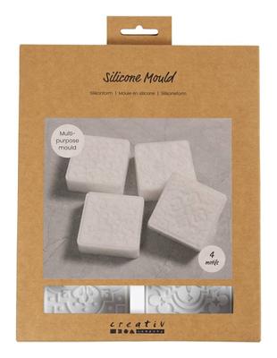 Creativ Company Siliconen vormen, vierkant met grafisch design, h: 2,4 cm, l: 6,8 cm, b: 6,8 cm, 4 stuk/ 1 doos Creativ Company Siliconen vormen, vierkant met grafisch design, h: 2,4 cm, l: 6,8 cm, b: 6,8 cm, 4 stuk/ 1 doos