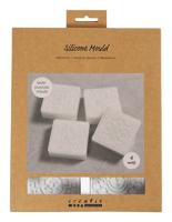 Creativ Company Siliconen vormen, vierkant met grafisch design, h: 2,4 cm, l: 6,8 cm, b: 6,8 cm, 4 stuk/ 1 doos - thumbnail