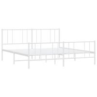 Bedframe met hoofd- en voeteneinde metaal wit 193x203 cm - thumbnail