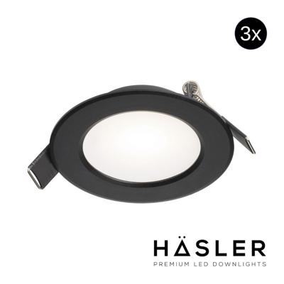 Inbouwspot Häsler Murcia Incl. Fase Aansnijding Dimbaar 9.2 cm 4 Watt Helder Wit Zwart Set 3x