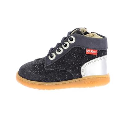 Leren babylaarsjes Kick Iconic KICKERS® zilver