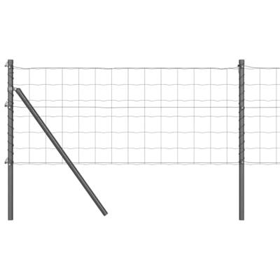 VidaXL Hek met paal grijs 0,8 x 10 m staal