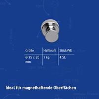 Maul Neodymium magneet MAUL (Ø x h) 15 mm x 20 mm Kegel Zilver 4 stuk(s) 6168796 - thumbnail