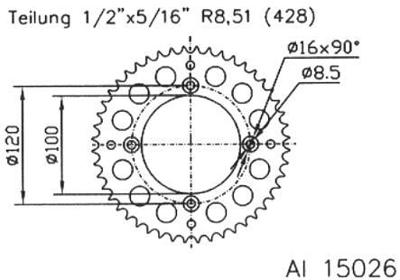 ESJOT Chain wheel 428 47z alu silver