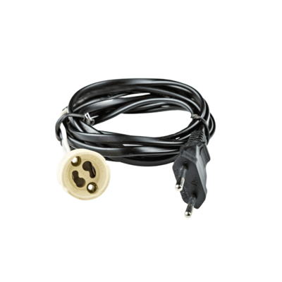 GU10 fitting met eurostekker zwart 2x0,75mm 2 meter