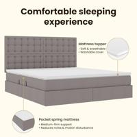 Opbergbed met LED met matras Taupe 180 x 200 cm Polyester - thumbnail