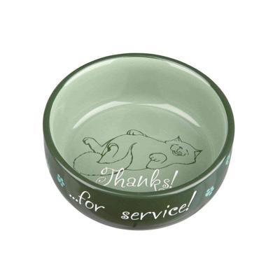 TRIXIE VOERBAK / WATERBAK THANKS FOR SERVICE KERAMIEK ASSORTI 11 CM 300 ML 4 ST