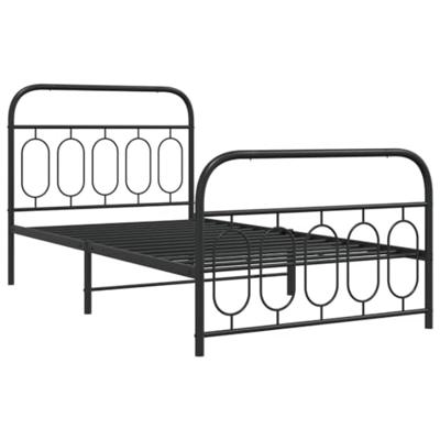Bedframe met hoofd- en voeteneinde metaal zwart 107x203 cm Bedframe met hoofd- en voeteneinde metaal zwart 107x203 cm