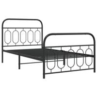 Bedframe met hoofd- en voeteneinde metaal zwart 107x203 cm - thumbnail