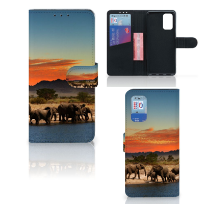 Samsung Galaxy A32 4G Telefoonhoesje met Pasjes Olifanten Samsung Galaxy A32 4G Telefoonhoesje met Pasjes Olifanten