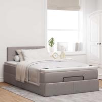 Ottoman bed met matras en LED's 80x200cm stof taupe - thumbnail
