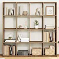 Boekenkast 102x29x143 cm bewerkt hout artisanaal eikenkleur - thumbnail