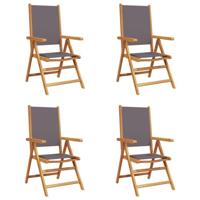 Tuinstoelen 4 st verstelbaar hout en stof antracietkleurig - thumbnail