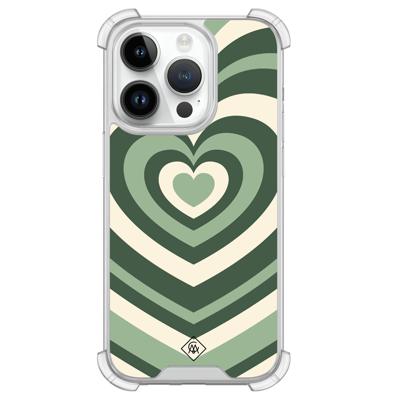 iPhone 14 Pro siliconen shockproof hoesje - Groen hart swirl iPhone 14 Pro siliconen shockproof hoesje - Groen hart swirl