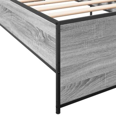 Bedframe bewerkt hout en metaal grijs sonoma eiken 90x190 cm