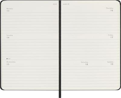 Moleskine 12 Monate Wochenkalender 2026, Pocket/A6, 1 Wo = 2 Seiten, horizontal, fester Einband, Schwarz