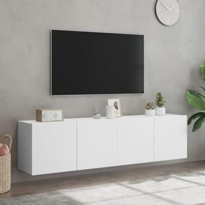 Tv-meubels 2 st wandgemonteerd 80x30x41 cm wit