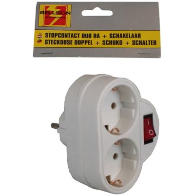 Enzo Randaarde stekkeradapter dubbel schakelaar 6140885
