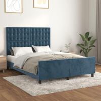 Bedframe zonder matras 140x200 cm fluweel donkerblauw - thumbnail