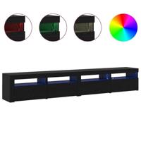 3-delige TV-kastenset met LED-verlichting in zwart eiken engineered hout - thumbnail