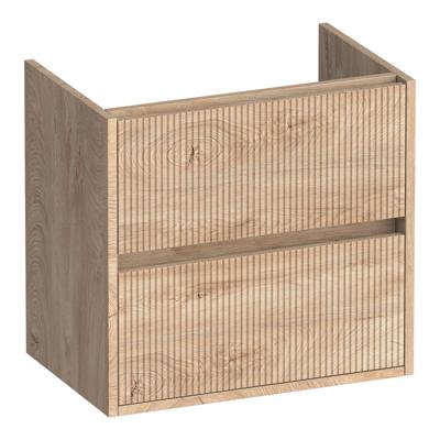 Brauer Adore Wavy - Onderkast Ondiep - 60 cm - met 2 Softclose Lades Greeploos en 1 Sifon Uitsparing - Forest Wheat