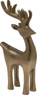Beeld Rendier Staand Metaal Goud 22cm Beeld Rendier Staand Metaal Goud 22cm