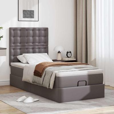 Ottomaanse bed met matras 90x200cm kunstleer grijs