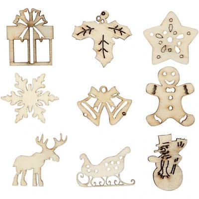 Creativ Company Hout decoratie, kerstmis, afm 28 mm, 45 stuk/ 1 doos