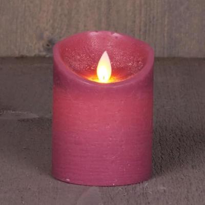 B.o.t. kaars wax rustiek bewegende vlam 7.5x10cm antiek roze 3xaaa/timer - Annas collection - thumbnail