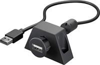 Goobay 95444 verlengkabel USB 2.0 Hi-Speed met montagehouder, zwart, 0,6 m lengte - thumbnail