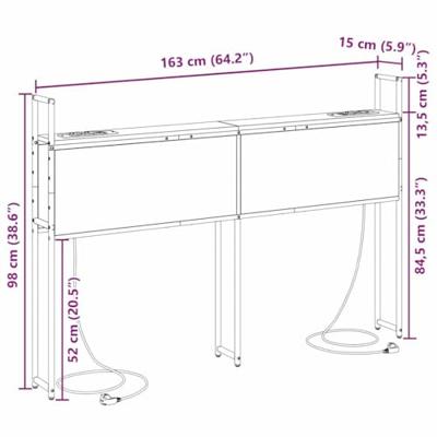Opberghoofdbord Gerookt eiken 160 cm Bewerkt hout Opberghoofdbord Gerookt eiken 160 cm Bewerkt hout