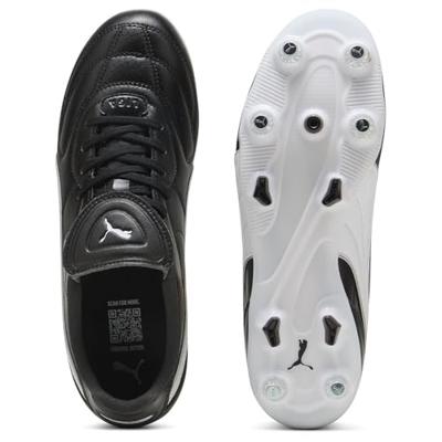 PUMA King Liga IJzeren-Nop Voetbalschoenen (SG) Zwart Wit Zilver PUMA King Liga IJzeren-Nop Voetbalschoenen (SG) Zwart Wit Zilver