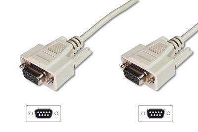 DIGITUS Seriële aansluitkabel - D-Sub 9 naar D-Sub 9 - vrouwelijk naar vrouwelijk - 2.0m - RS-232 - RS-485 - Beige