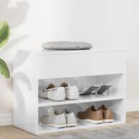 VidaXL Schoenenbank 60x30x45 cm bewerkt hout hoogglans wit - thumbnail
