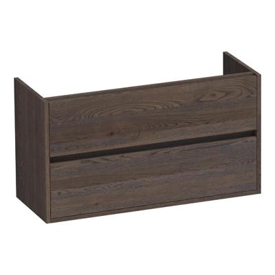 Brauer Adore - Onderkast Ondiep - 100 cm - met 2 Softclose Lades Greeploos en 1 Sifon Uitsparing - Lamellen Eiken Zwart