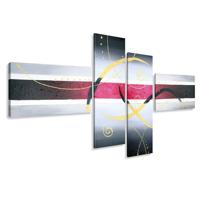 Schilderij - Roze in het kader, abstract, 4luik, 195x80cm, wanddecoratie - thumbnail